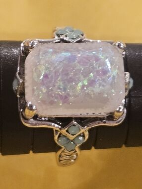 Iridescent White Crystal Statement Ring - Women Jewelry